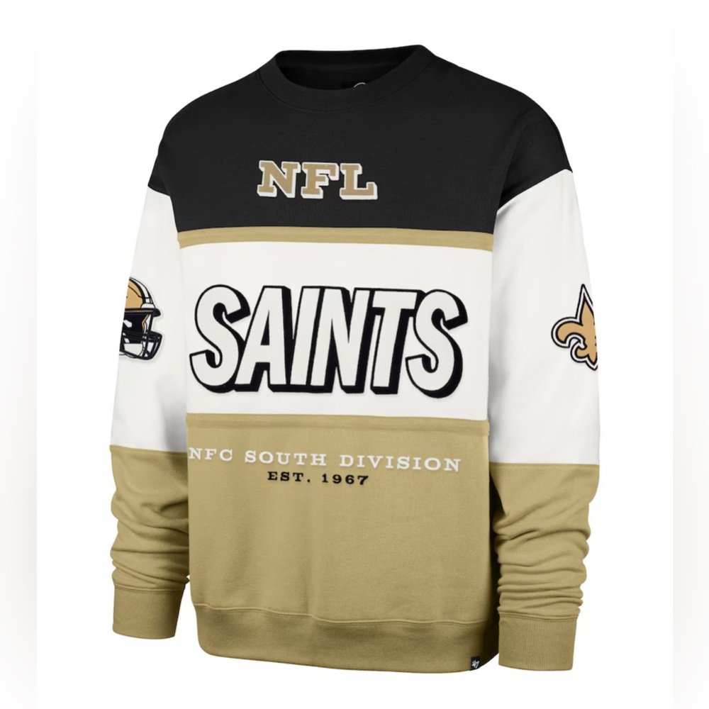 NWT [‘47 Brand] New Orleans Saints NFL Crewneck Pullover Sweatshirt Men’s M